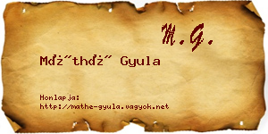 Máthé Gyula névjegykártya